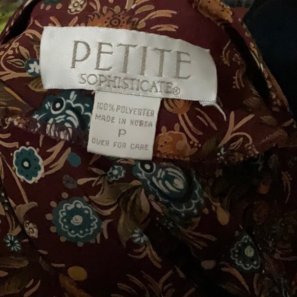 VTG Petite Sophisticate calico floral rayon long sleeve button down blouse, PS - Picture 13 of 14